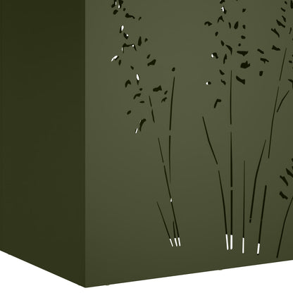 Plantenbak 2 st Olijfgroen 50 x 30 x 75 cm Koudgewalst staal
