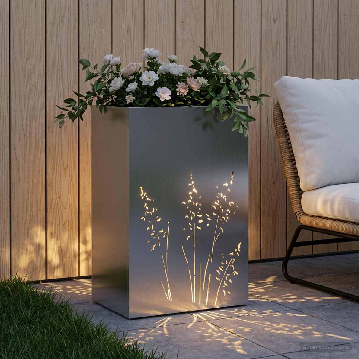 Plantenbak zilver 50 x 30 x 75 cm Roestvrij staal