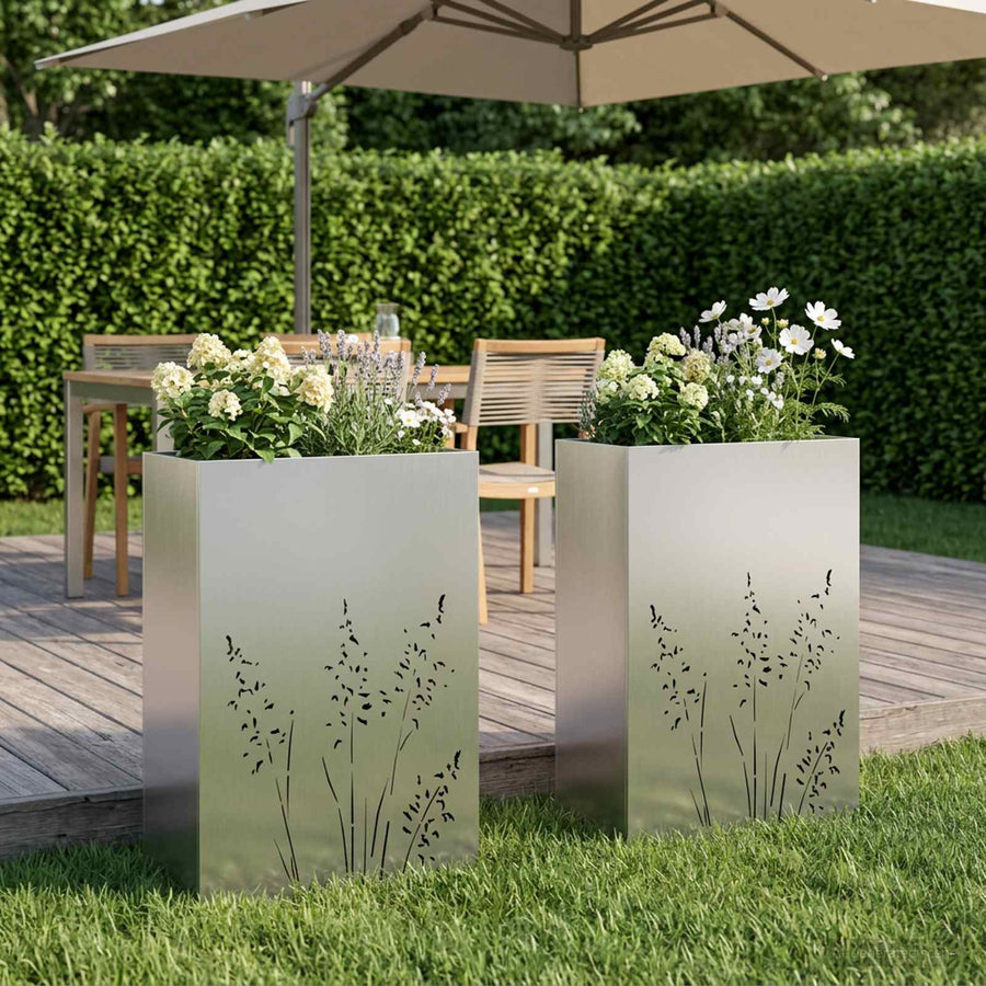 Plantenbak 2 st zilver 50 x 30 x 75 cm Roestvrij staal
