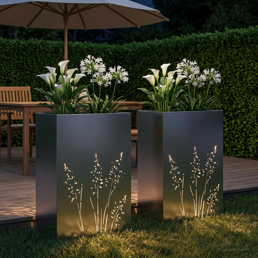 Plantenbak 2 st zilver 50 x 30 x 75 cm Roestvrij staal
