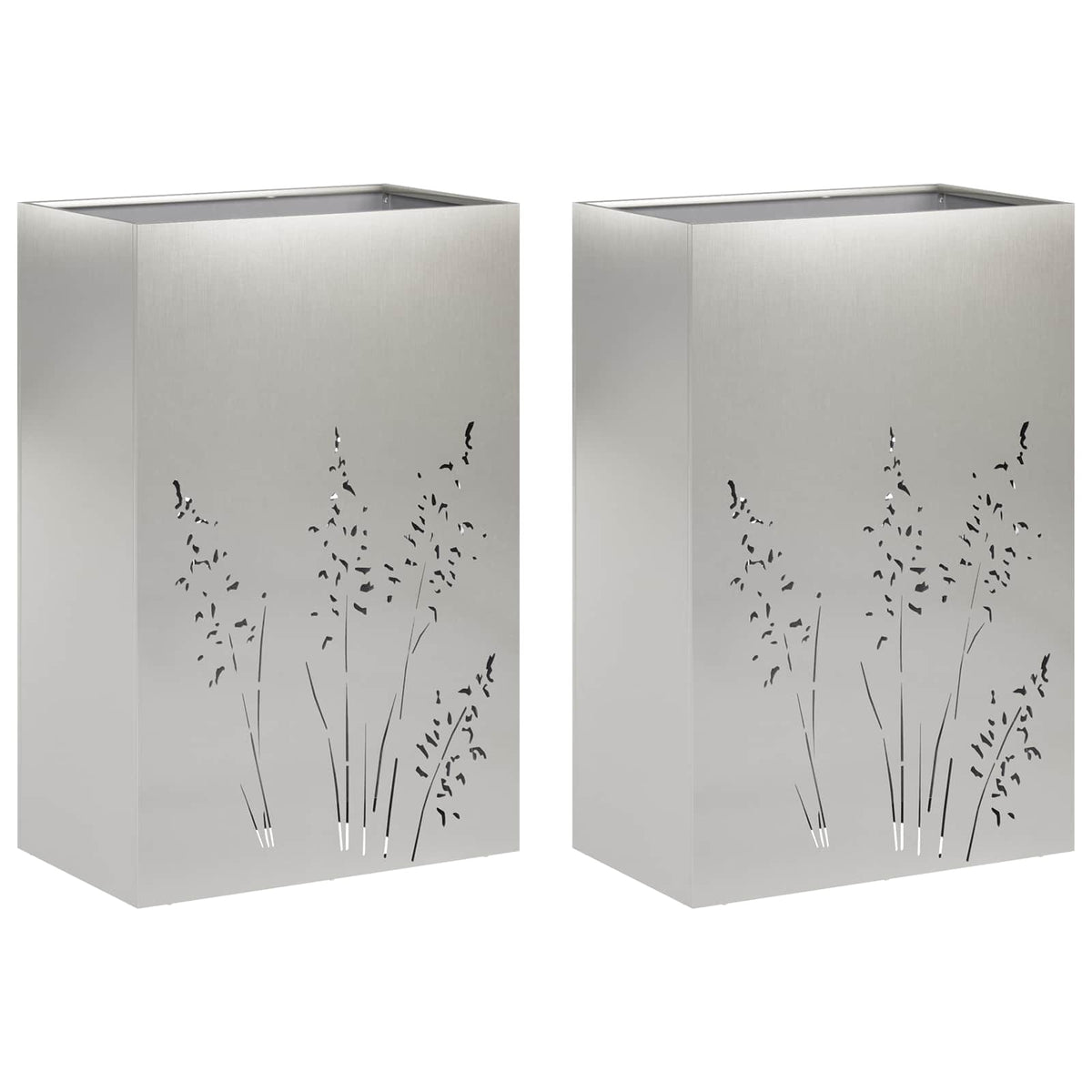 Plantenbak 2 st zilver 50 x 30 x 75 cm Roestvrij staal