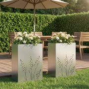 Plantenbak set 2 stuks 50x30x75 cm zilver gegalvaniseerd staal