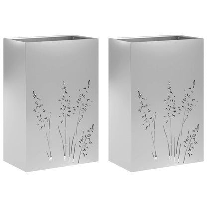 Plantenbak 2 st zilver 50 x 30 x 75 cm Gegalvaniseerd staal