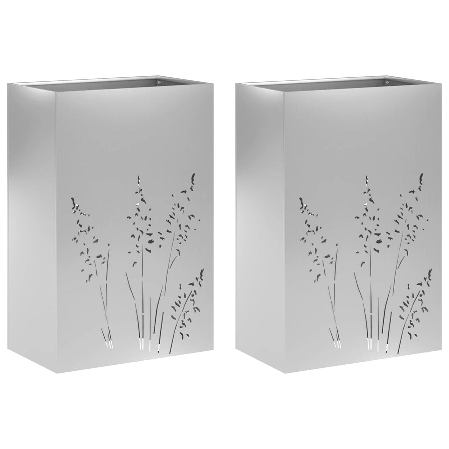 Plantenbak 2 st zilver 50 x 30 x 75 cm Gegalvaniseerd staal
