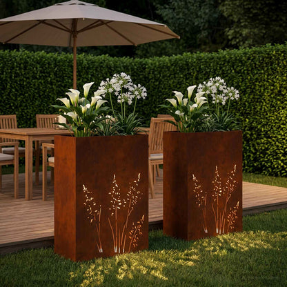 Plantenbak 2 st Roestkleurig 50 x 30 x 75 cm weervast staal