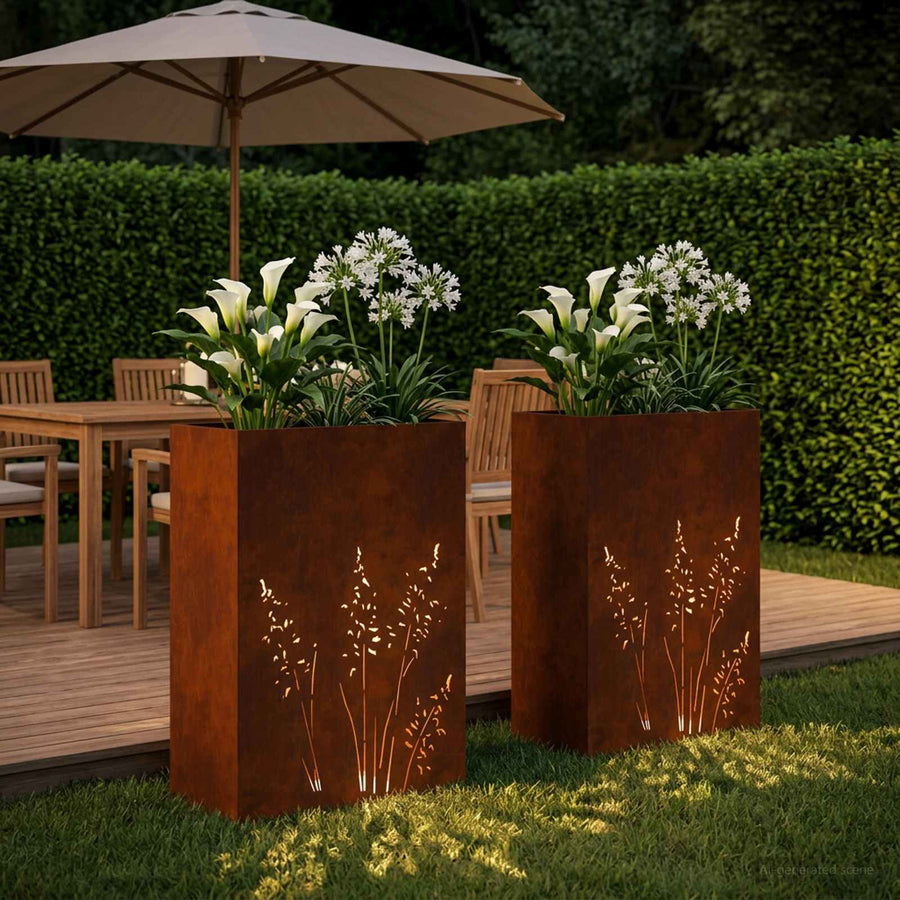 Plantenbak 2 st Roestkleurig 50 x 30 x 75 cm weervast staal
