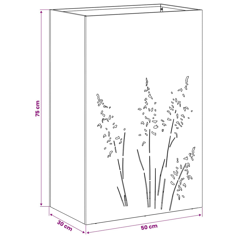 Plantenbak 2 st Roestkleurig 50 x 30 x 75 cm weervast staal