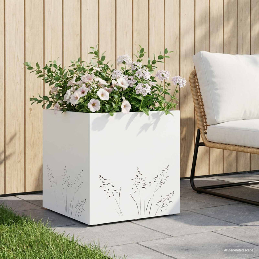 Plantenbak Wit 50 x 50 x 49 cm Koudgewalst staal
