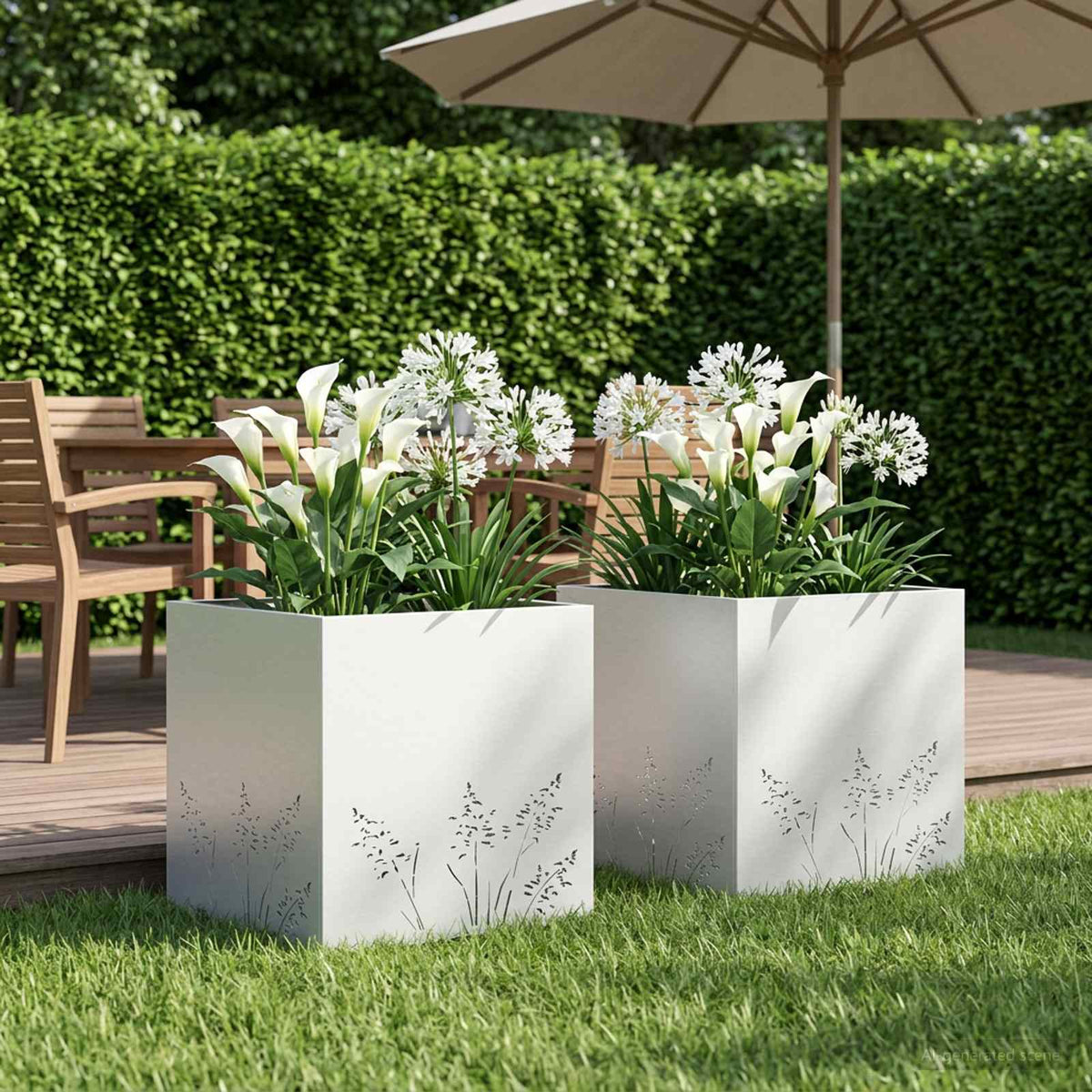Plantenbak 2 st Wit 50 x 50 x 49 cm Koudgewalst staal