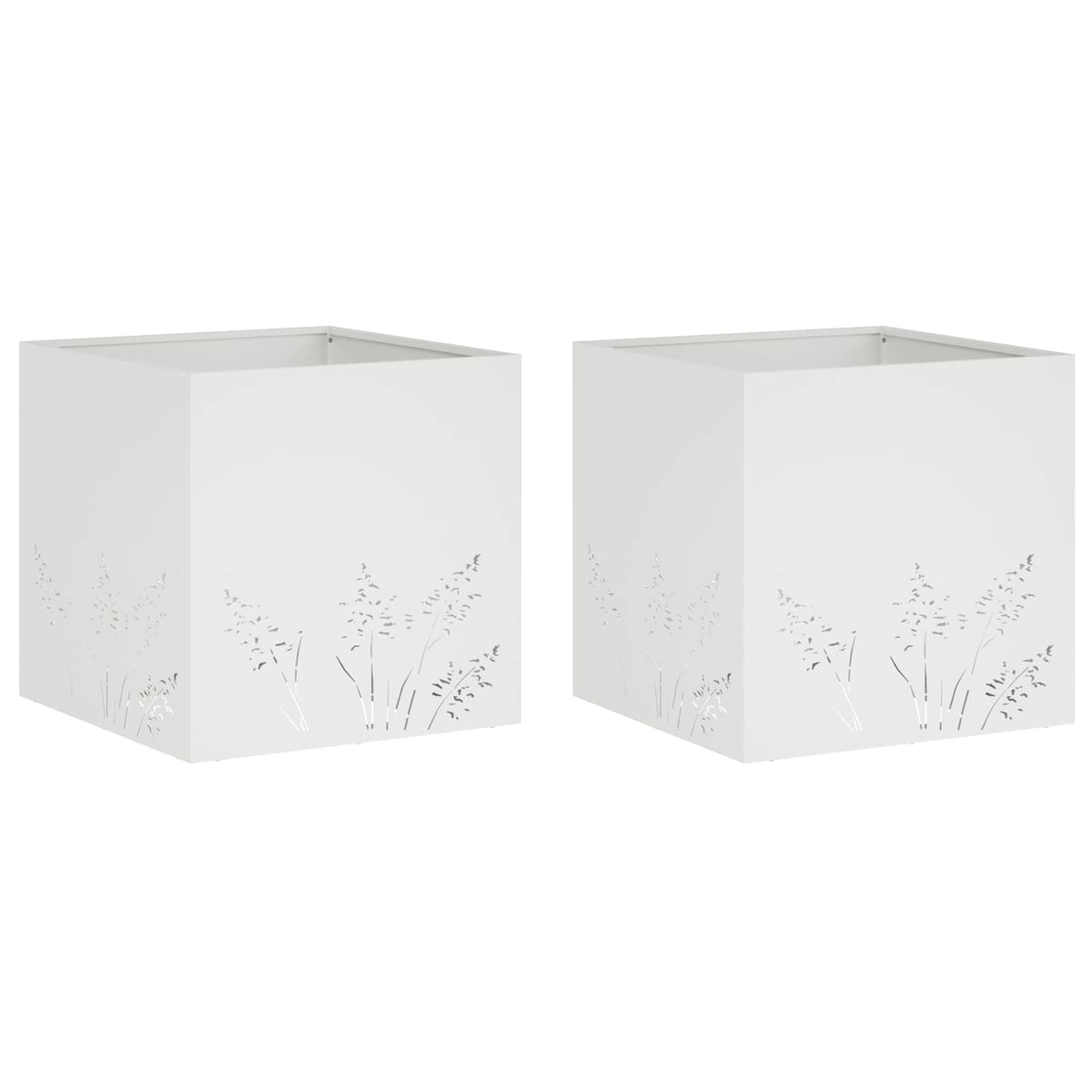 Plantenbak 2 st Wit 50 x 50 x 49 cm Koudgewalst staal