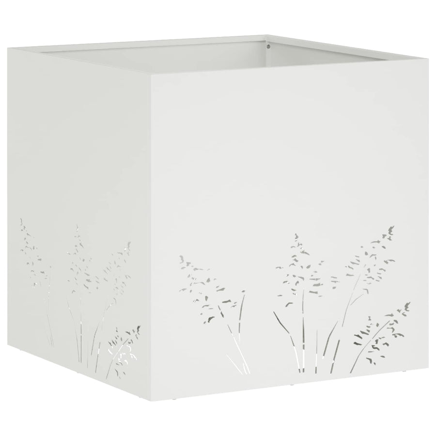 Plantenbak 2 st Wit 50 x 50 x 49 cm Koudgewalst staal