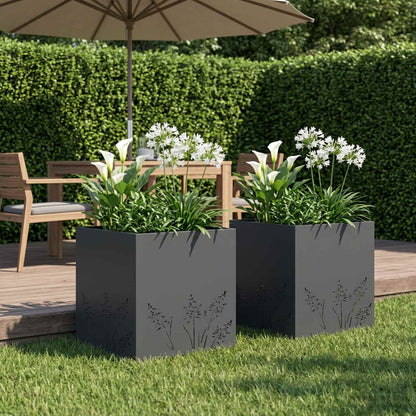 Plantenbak 2 st Antraciet 50 x 50 x 49 cm Koudgewalst staal