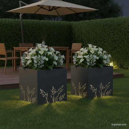 Plantenbak 2 st Antraciet 50 x 50 x 49 cm Koudgewalst staal