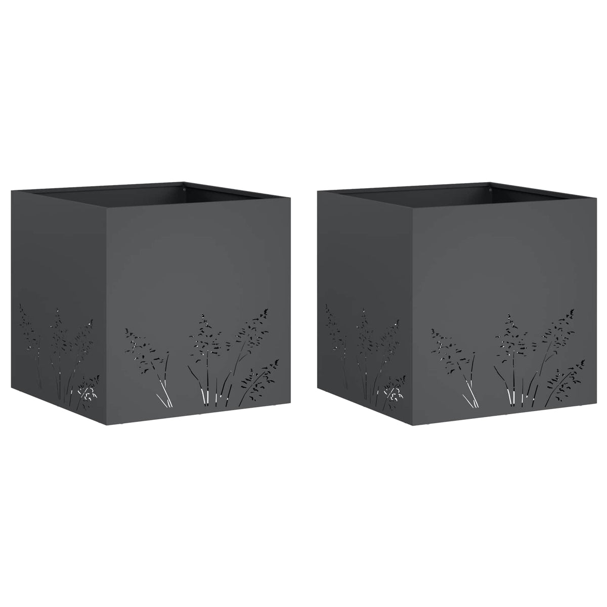 Plantenbak 2 st Antraciet 50 x 50 x 49 cm Koudgewalst staal
