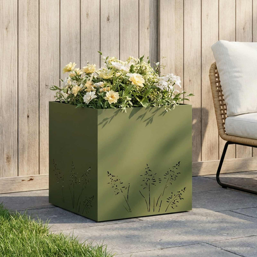 Plantenbak Olijfgroen 50 x 50 x 49 cm Koudgewalst staal