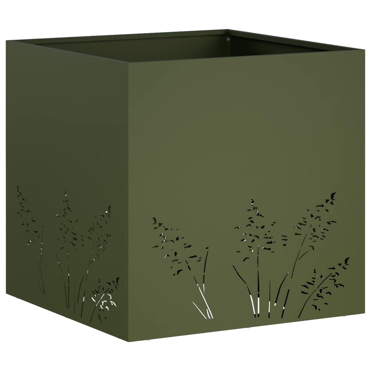 Plantenbak 2 st Olijfgroen 50 x 50 x 49 cm Koudgewalst staal
