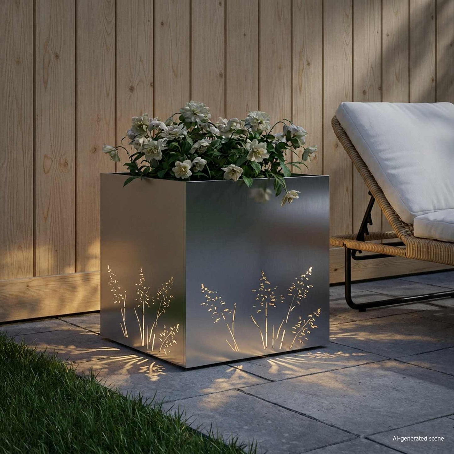 Plantenbak zilver 50 x 50 x 49 cm Roestvrij staal