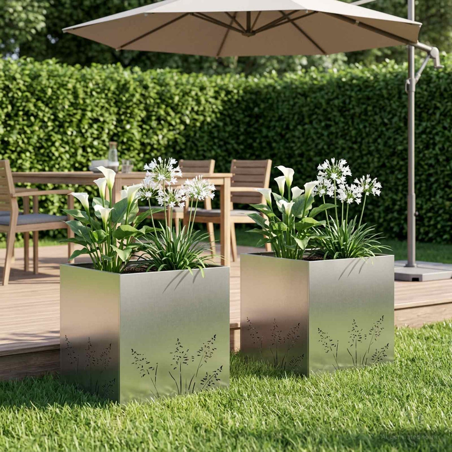 Plantenbak 2 st zilver 50 x 50 x 49 cm Roestvrij staal