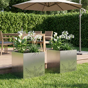 Plantenbak 2 st 50x50x49 cm metaal zilver