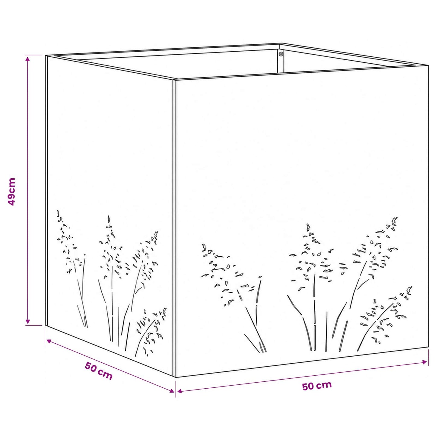 Plantenbak 2 st zilver 50 x 50 x 49 cm Roestvrij staal