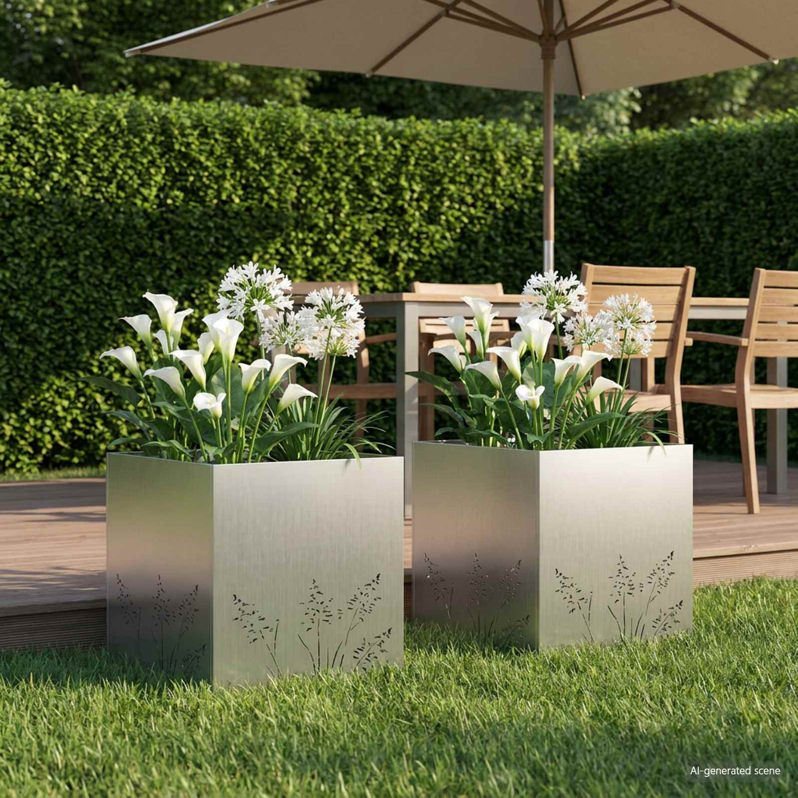 Plantenbak 2 st zilver 50 x 50 x 49 cm Gegalvaniseerd staal