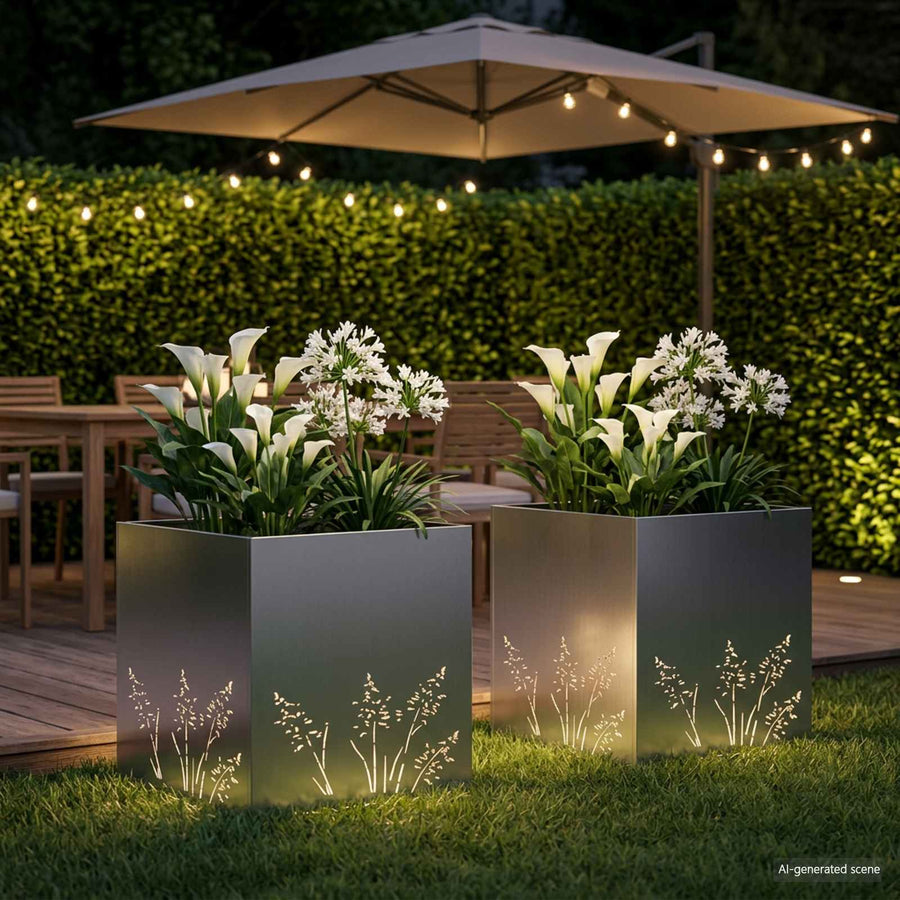 Plantenbak 2 st zilver 50 x 50 x 49 cm Gegalvaniseerd staal