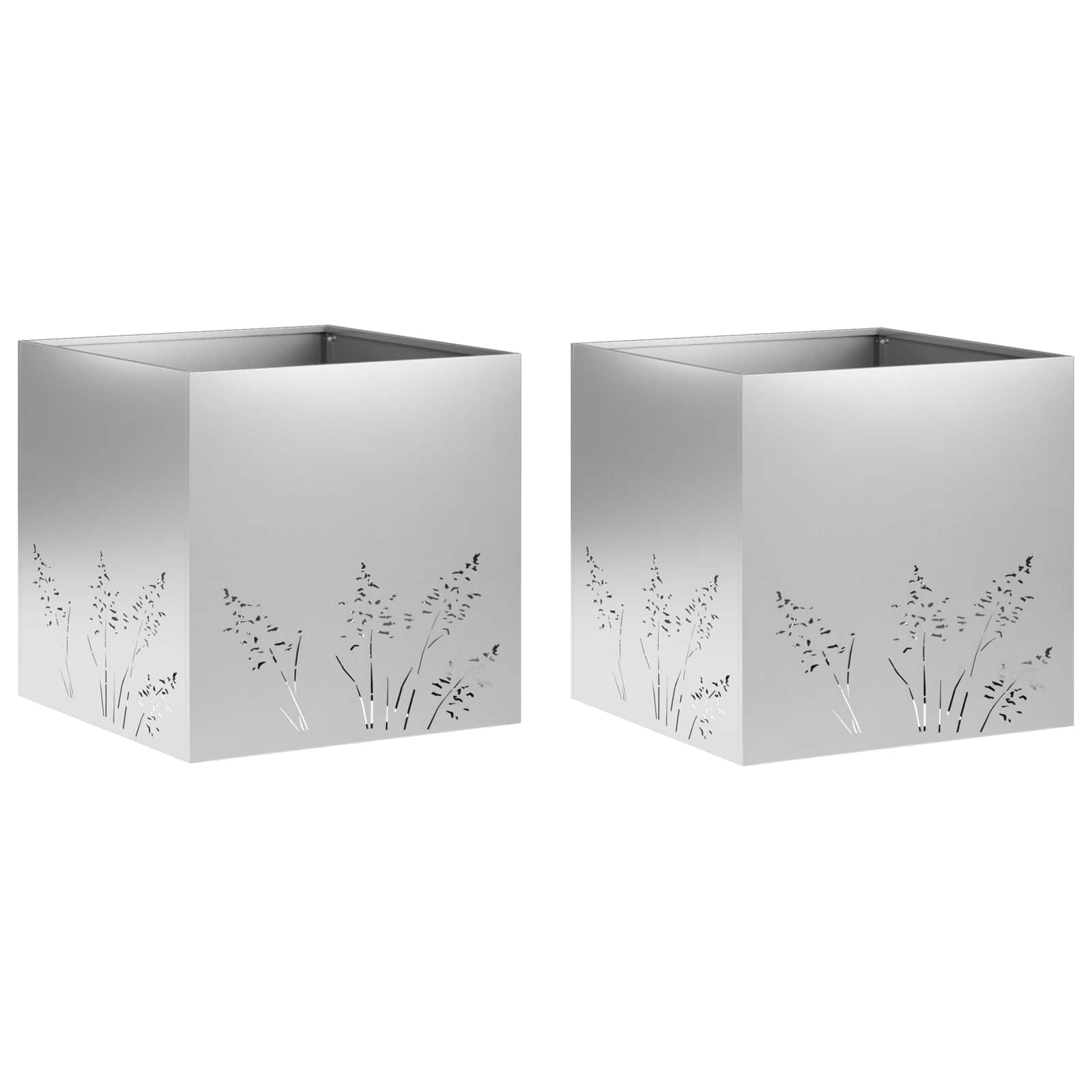 Plantenbak 2 st zilver 50 x 50 x 49 cm Gegalvaniseerd staal