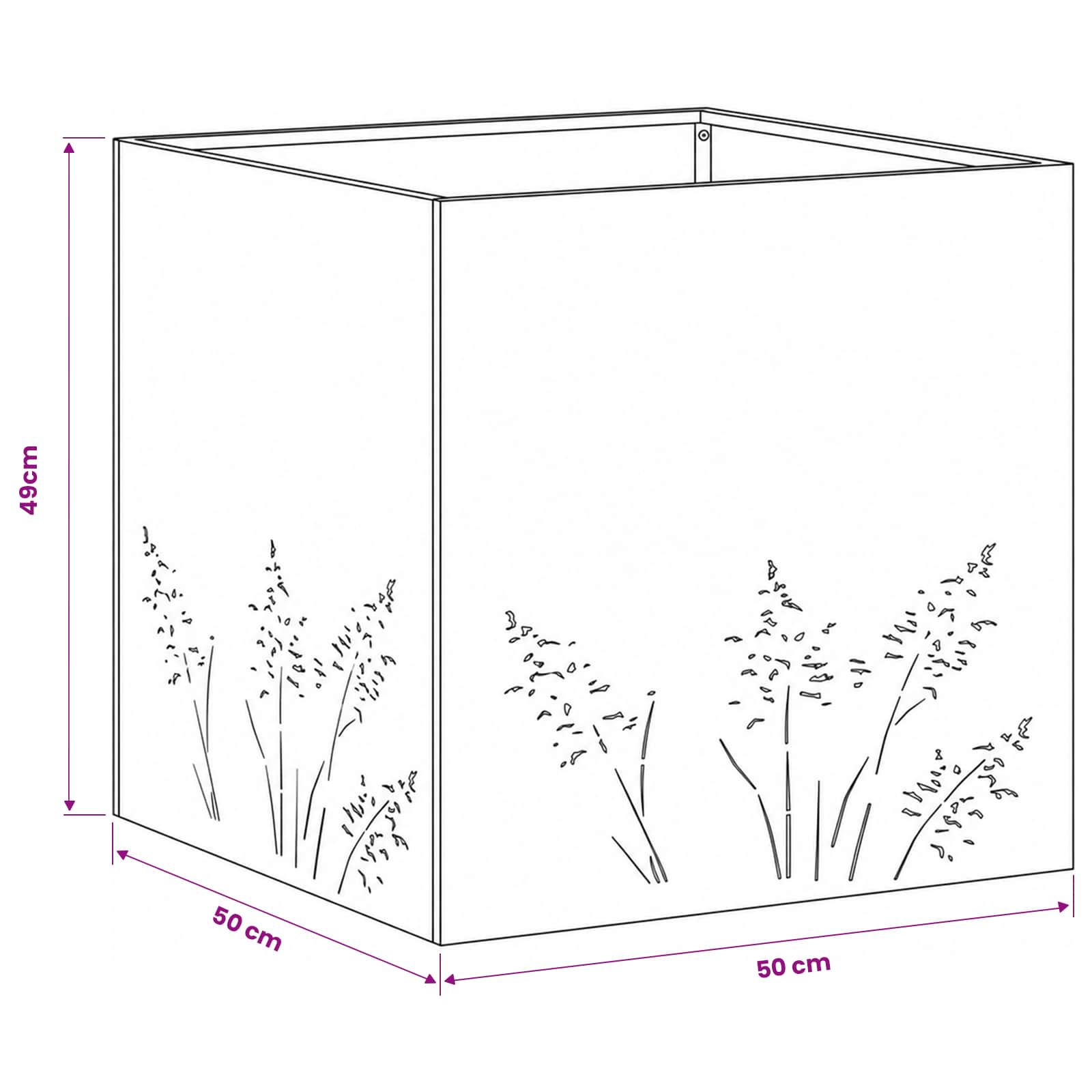 Plantenbak 2 st zilver 50 x 50 x 49 cm Gegalvaniseerd staal