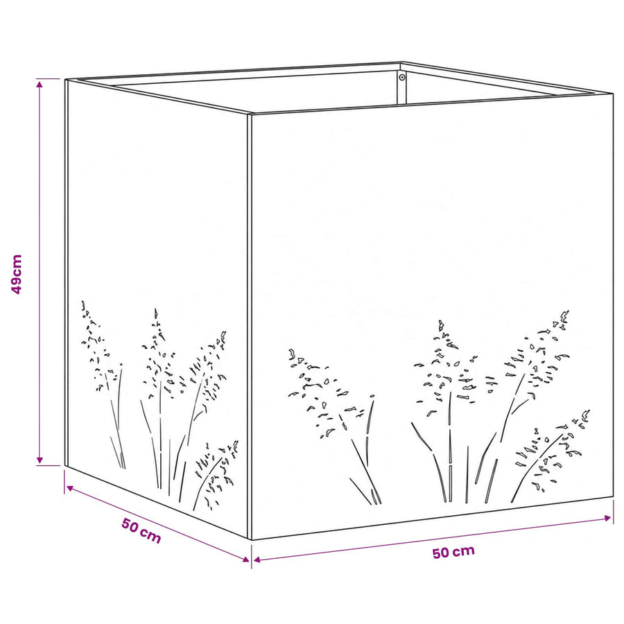 Plantenbak 2 st zilver 50 x 50 x 49 cm Gegalvaniseerd staal
