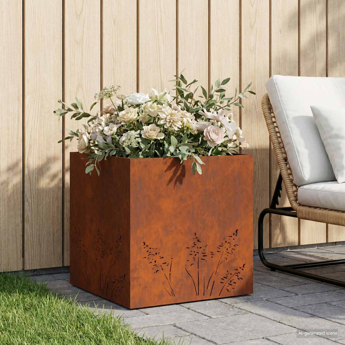 Plantenbak Roestkleurig 50 x 50 x 49 cm weervast staal
