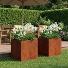 Plantenbak set 2 stuks roestkleurig 50x50x49 cm