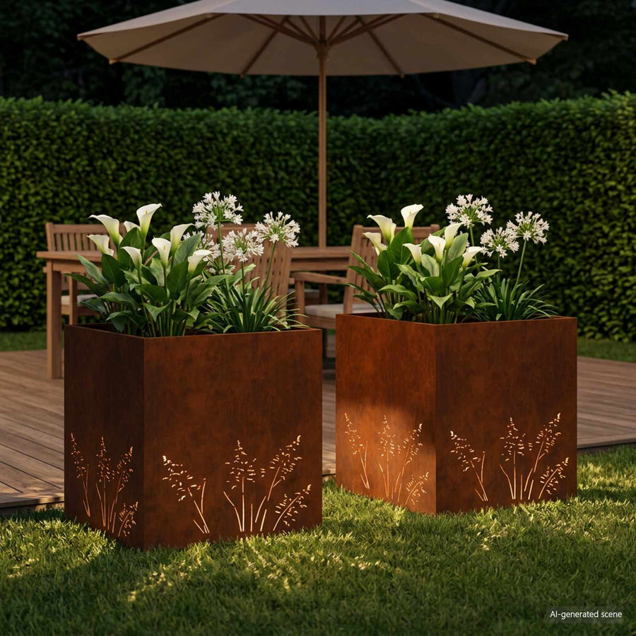 Plantenbak 2 st Roestkleurig 50 x 50 x 49 cm weervast staal