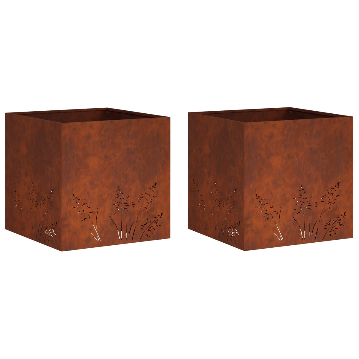 Plantenbak 2 st Roestkleurig 50 x 50 x 49 cm weervast staal