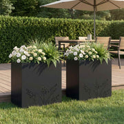 Plantenbakken set 2 st zwart 50x30x49 cm staal