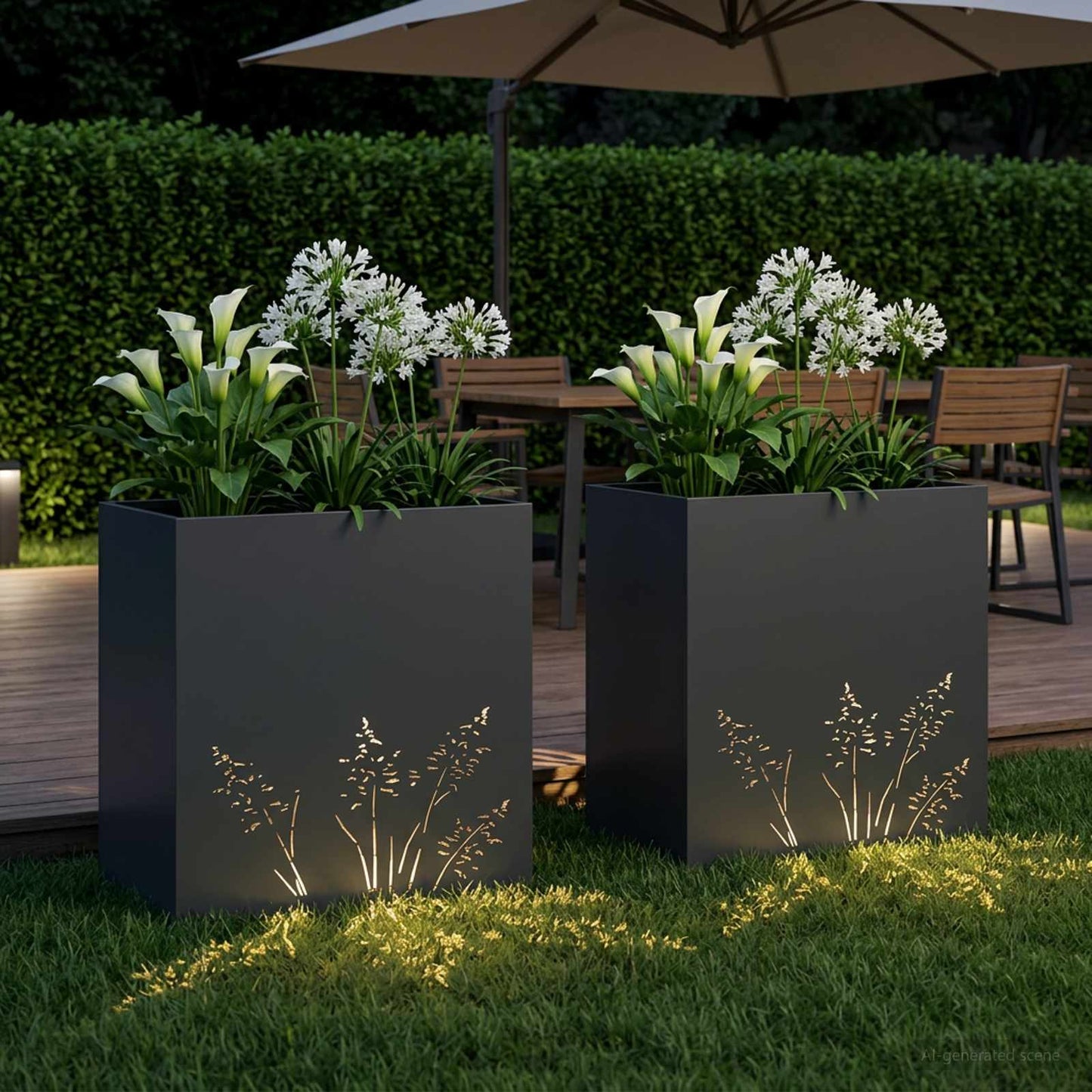Plantenbak 2 st Zwart 50 x 30 x 49 cm Koudgewalst staal