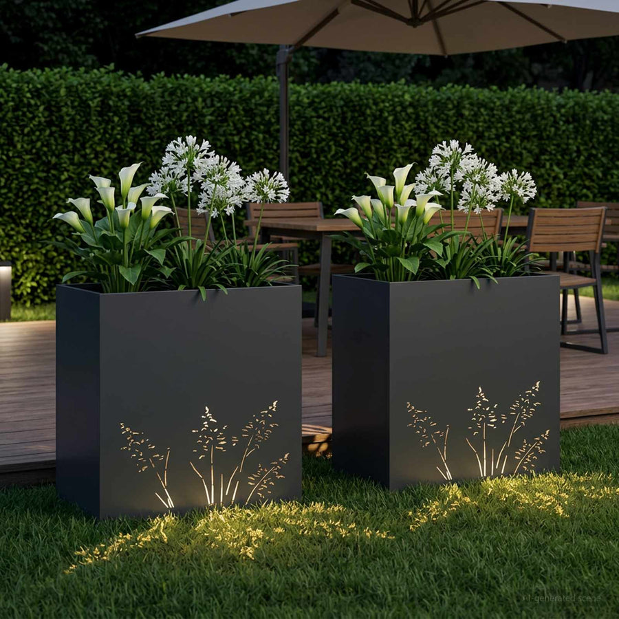 Plantenbak 2 st Zwart 50 x 30 x 49 cm Koudgewalst staal