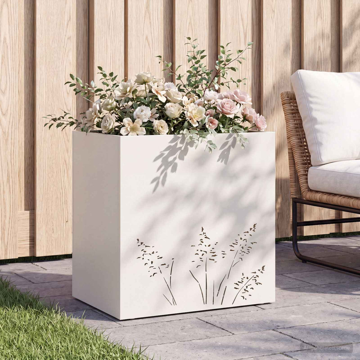 Plantenbak Wit 50 x 30 x 49 cm Koudgewalst staal