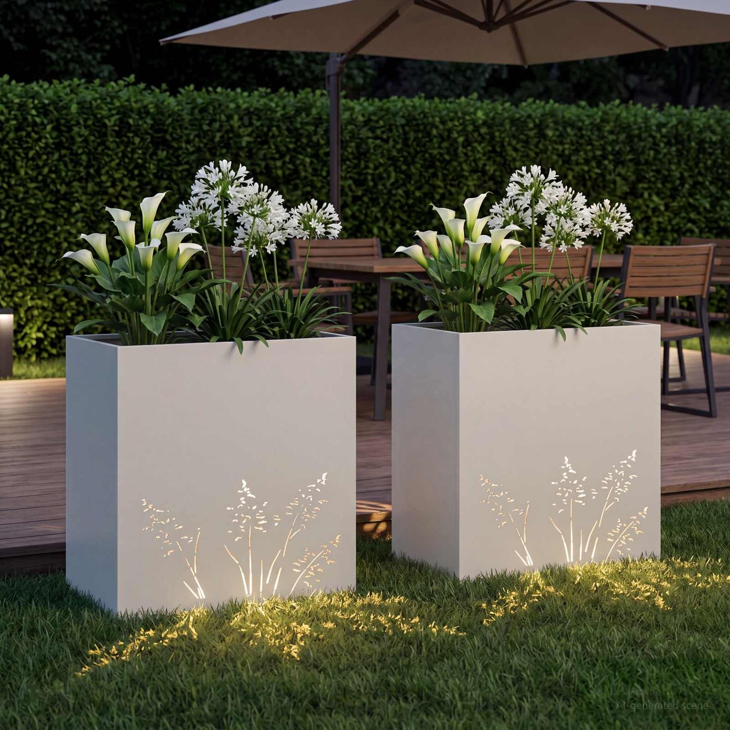 Plantenbak 2 st Wit 50 x 30 x 49 cm Koudgewalst staal