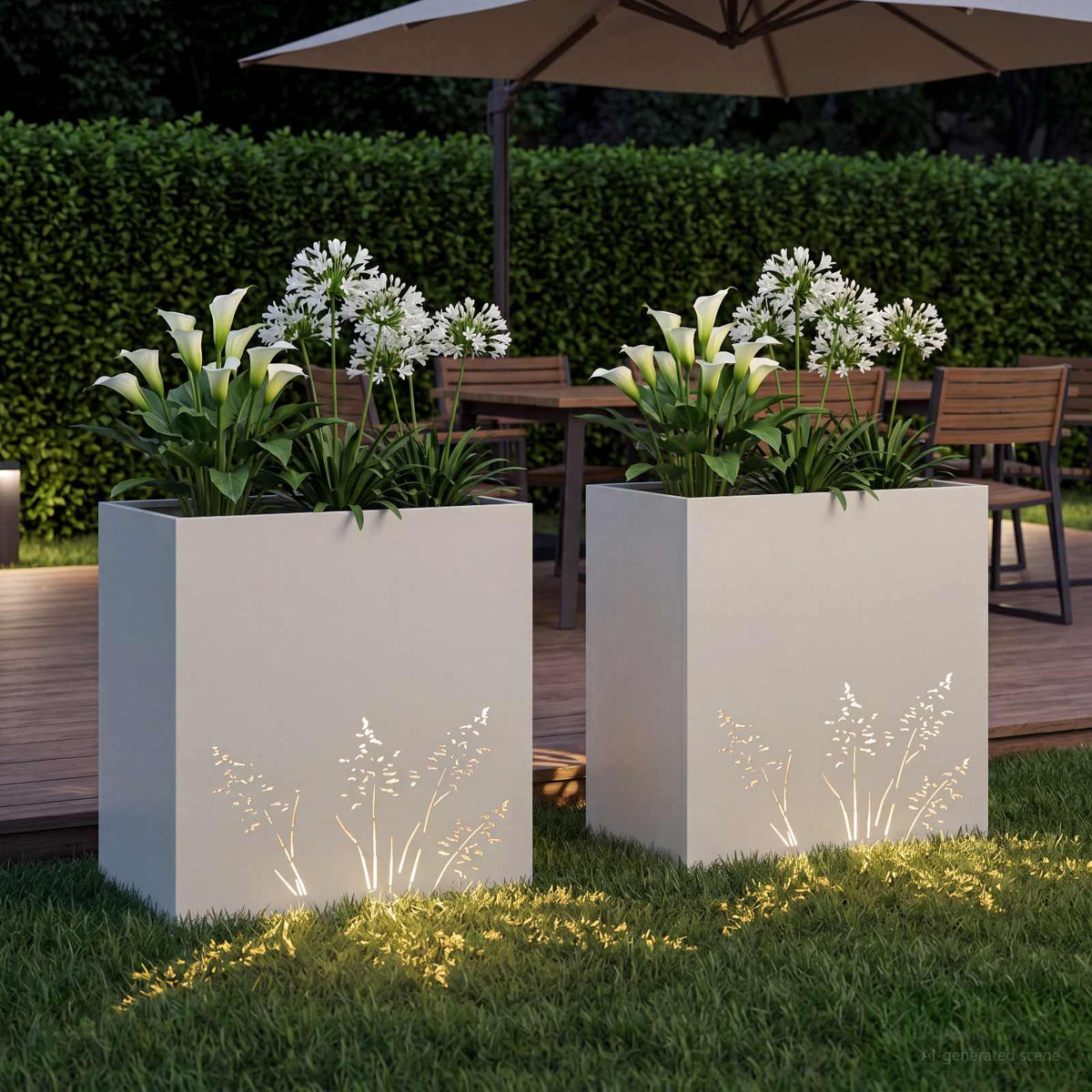 Plantenbak 2 st Wit 50 x 30 x 49 cm Koudgewalst staal