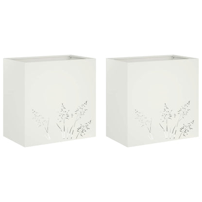 Plantenbak 2 st Wit 50 x 30 x 49 cm Koudgewalst staal