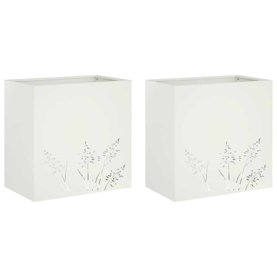 Plantenbak 2 st Wit 50 x 30 x 49 cm Koudgewalst staal