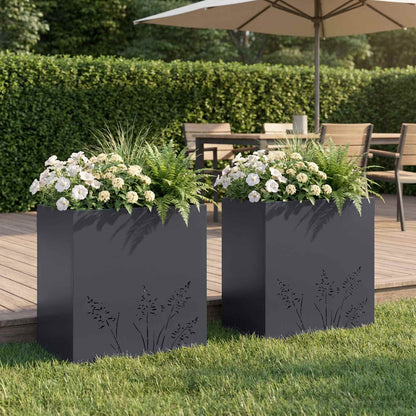 Plantenbak 2 st Antraciet 50 x 30 x 49 cm Koudgewalst staal
