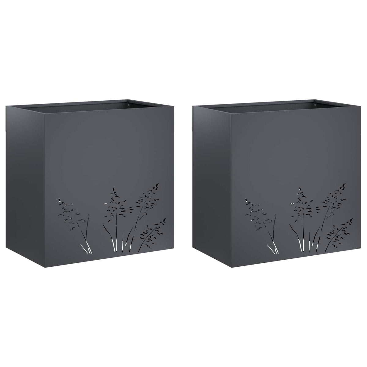 Plantenbak 2 st Antraciet 50 x 30 x 49 cm Koudgewalst staal
