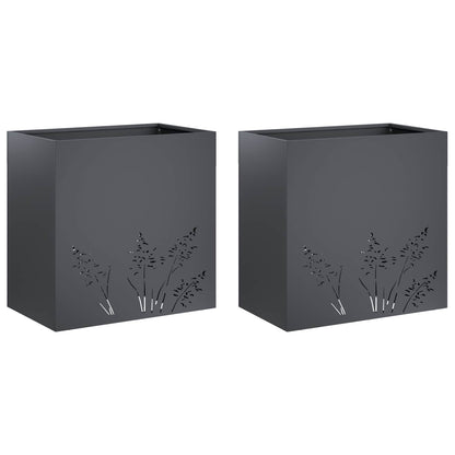 Plantenbak 2 st Antraciet 50 x 30 x 49 cm Koudgewalst staal