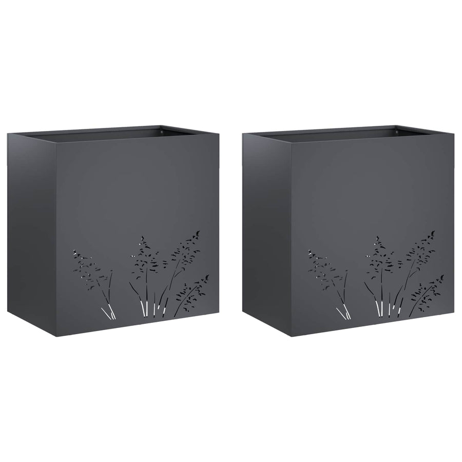 Plantenbak 2 st Antraciet 50 x 30 x 49 cm Koudgewalst staal
