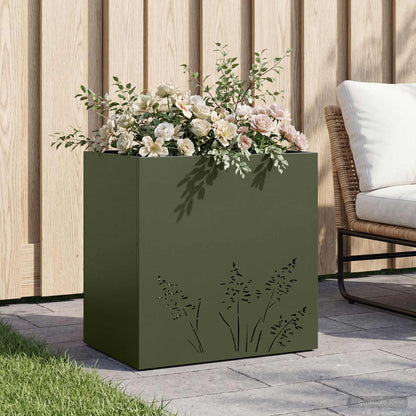 Plantenbak Olijfgroen 50 x 30 x 49 cm Koudgewalst staal