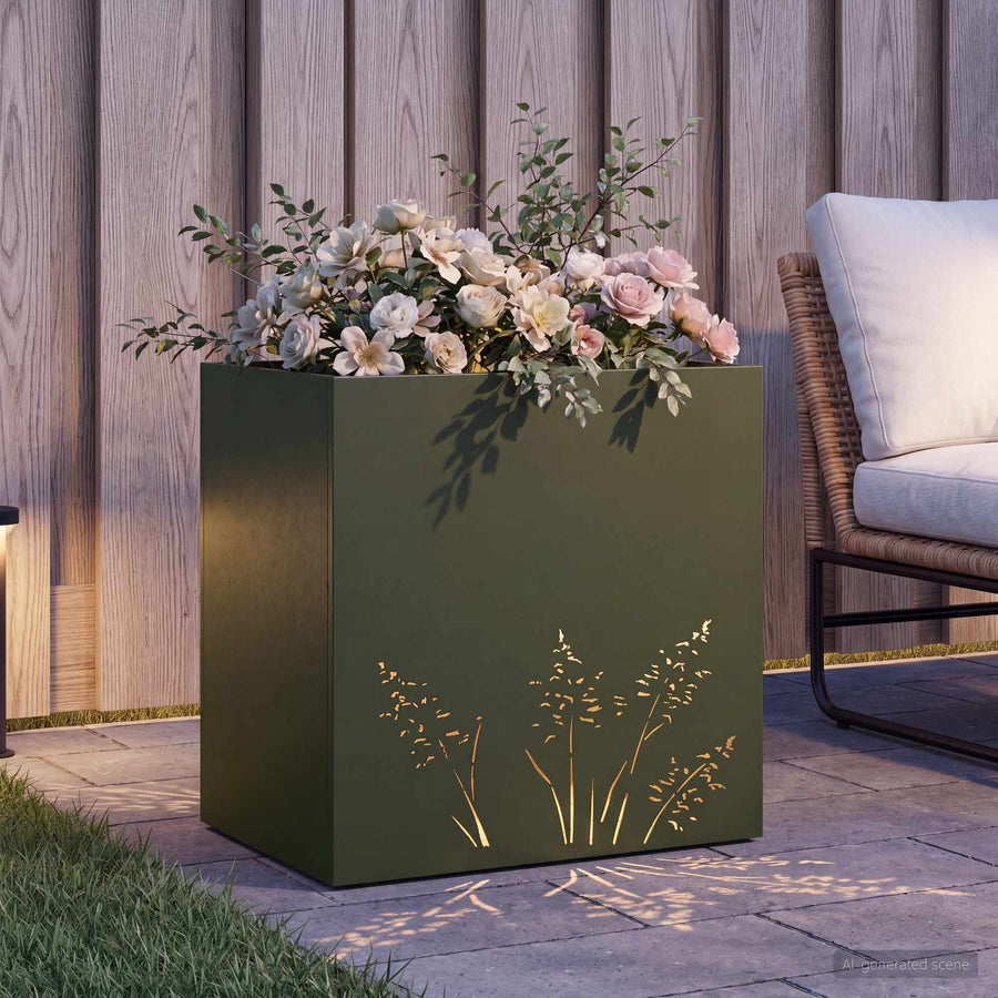 Plantenbak Olijfgroen 50 x 30 x 49 cm Koudgewalst staal