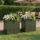 Plantenbak 2 st olijfgroen 50x30x49 cm staal