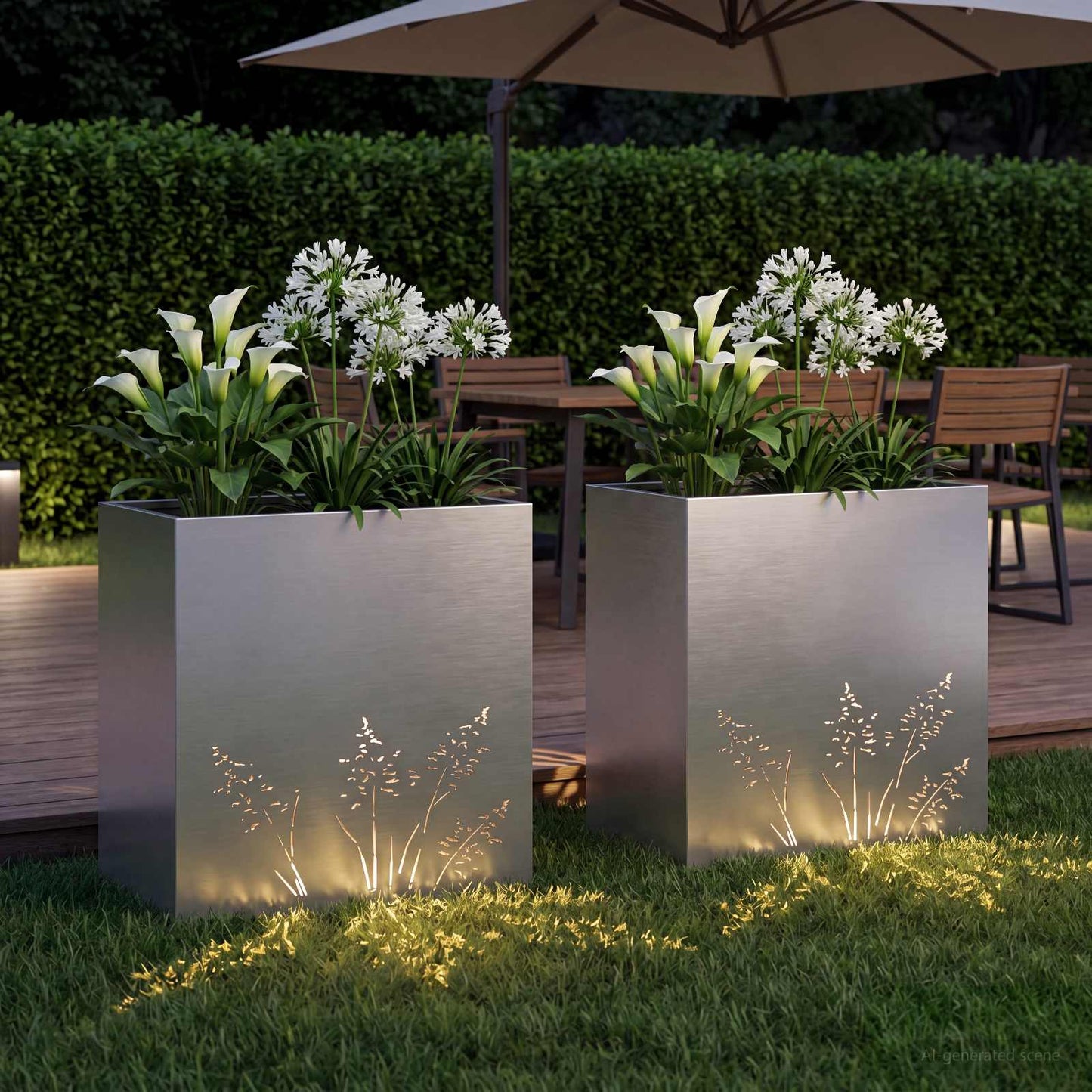 Plantenbak 2 st zilver 50 x 30 x 49 cm Roestvrij staal