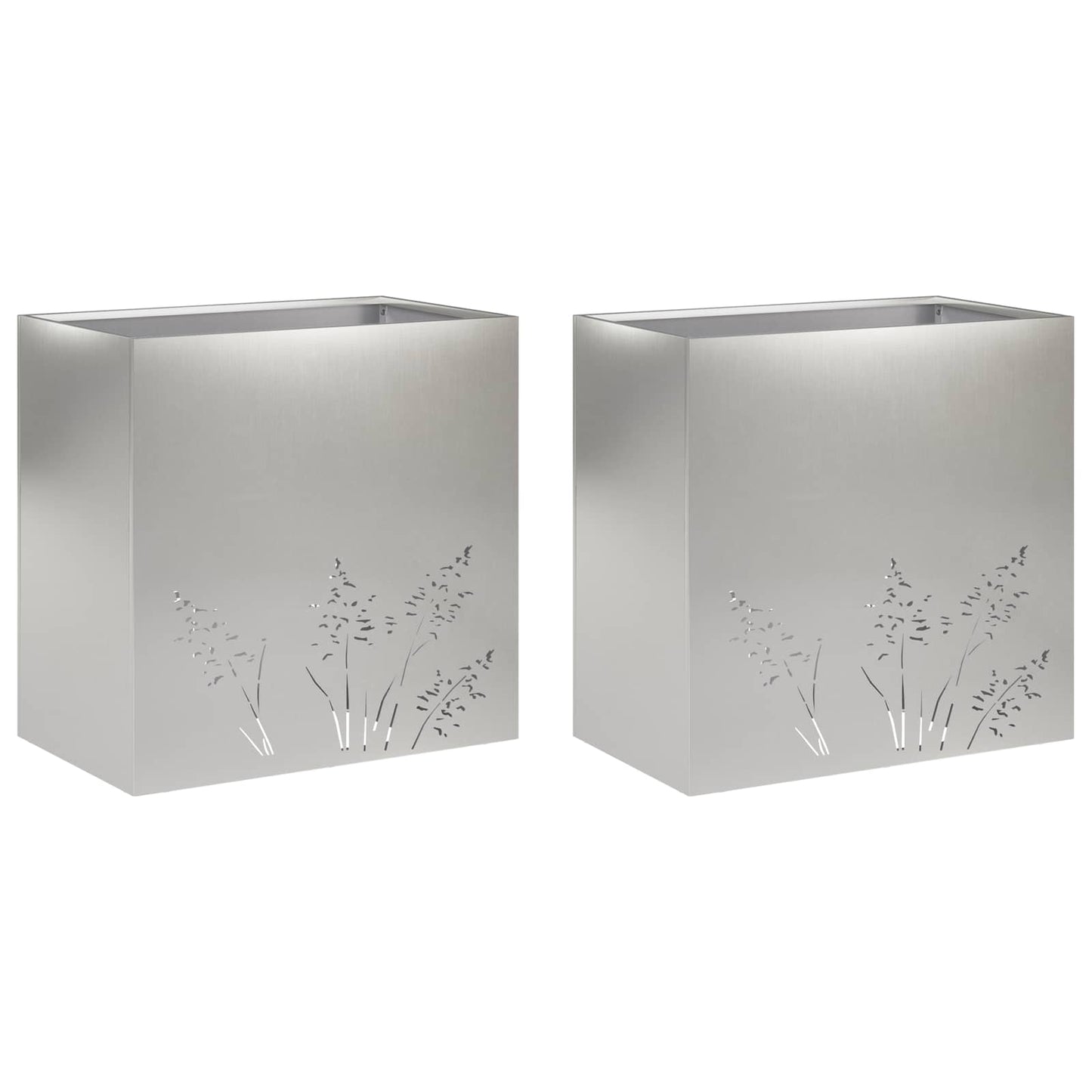 Plantenbak 2 st zilver 50 x 30 x 49 cm Roestvrij staal